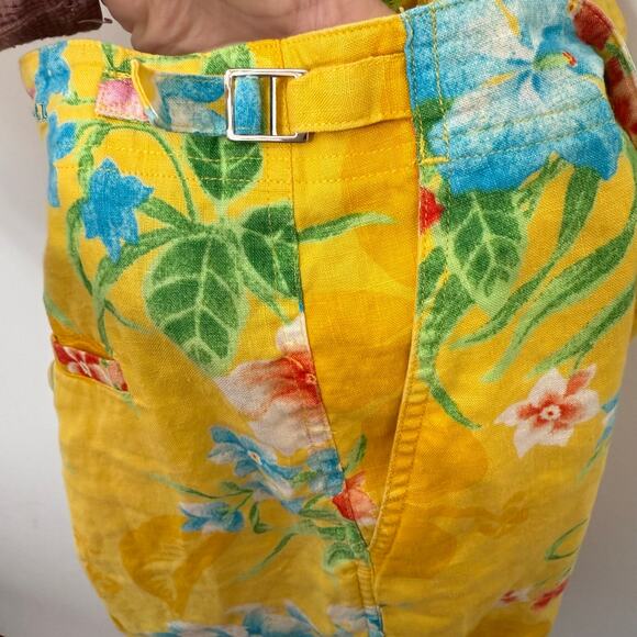 Lauren Ralph Lauren Floral Linen Shorts High Rise 6" Inseam Yellow 16 - Picture 5 of 6